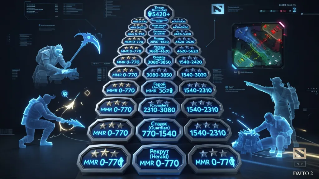 MMR и ранги в Dota 2 - Как устроена рейтинговая система, калибровка и что нужно для продвижения до Рекрута