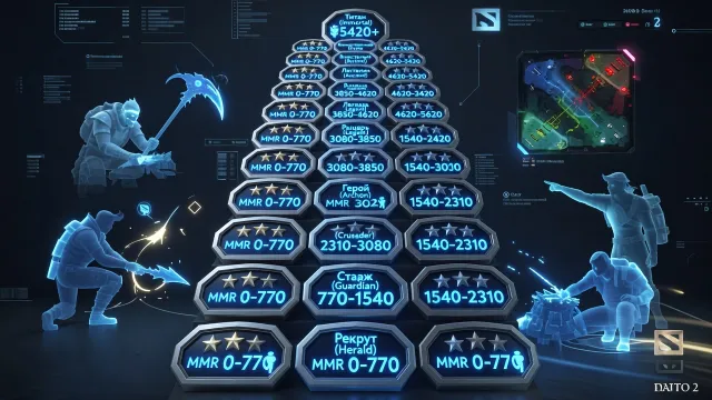 MMR и ранги в Dota 2 - Как устроена рейтинговая система, калибровка и что нужно для продвижения до Рекрута